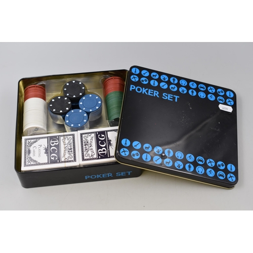 394 - Poker set with 2 packs of cards and a some sets of chips