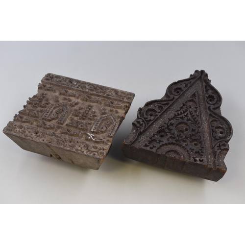 396 - Two Vintage Hand Carved Wooden Printing Blocks