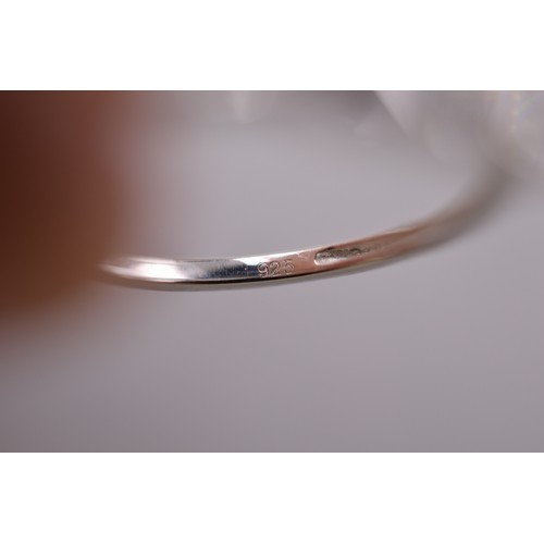 2 - Silver 925 Clear Stoned, Size O Ring Complete with Presentation Box