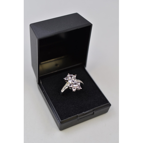 6 - Silver 925 Lilac Star Ring, Size O Complete with Presentation Box