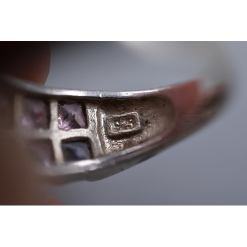 9 - Silver 925 Multi Stoned Ring Complete with Presentation Box