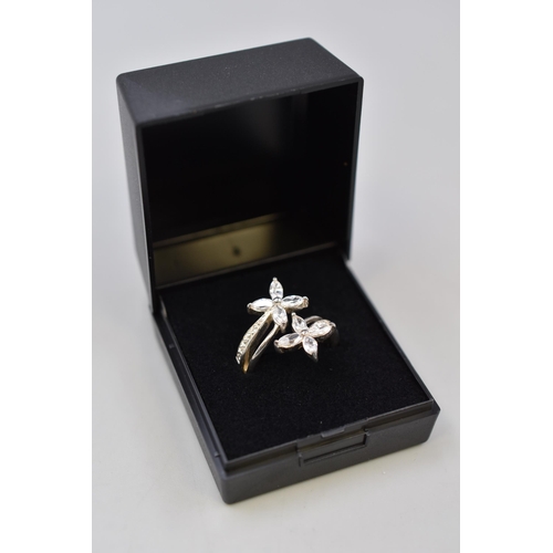 11 - Silver 925 Floral Ring Complete with Presentation Box