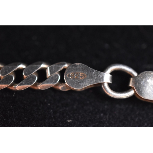 12 - A 925. Silver Curb Link Bracelet Chain, 8