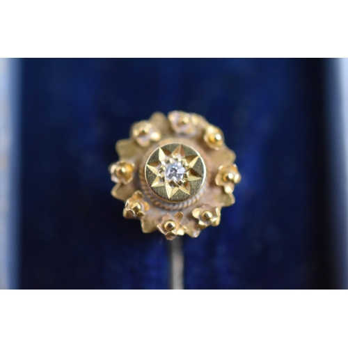 16 - Victorian Stick Pin with Diamond Centre Stone (unmarked Possibly Gold) Complete with Presentation Bo... 