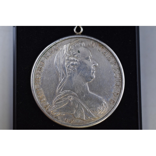 17 - Maria Theresa 1780 Silver Thaler in Pendant Mount (30 grams)