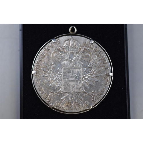 17 - Maria Theresa 1780 Silver Thaler in Pendant Mount (30 grams)