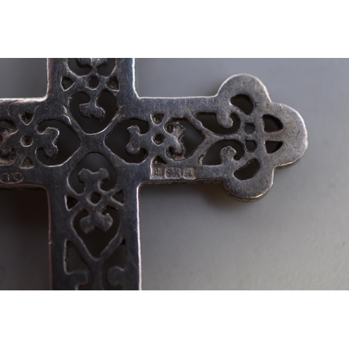 19 - Hallmarked Birmingham Silver Cross Pendant (5cm) Complete with Presentation Box