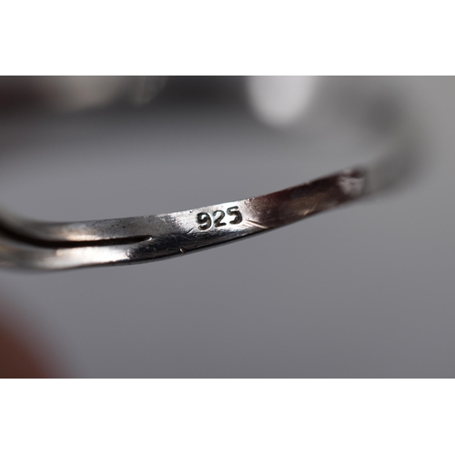 24 - Silver 925 Purple Stoned Ring, Size T, Complete with Presentation Box