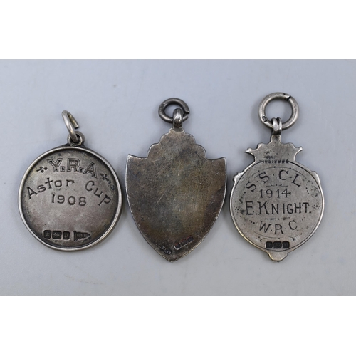 37 - Three Hallmarked Silver Medal Fobs, To Include Yorkshire Rifle Association and Others