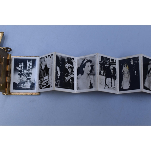 47 - Vintage Elizabeth R ll 1953 Locket Brooch with Photographs the Queen's Coronation Inside