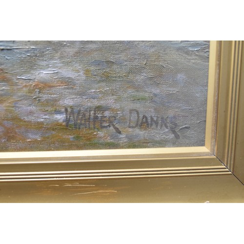 2 - Walter Danks (British, 19th Century) Original Oil on Canvass of Coastal Scene in Glass and Gilt Fram... 