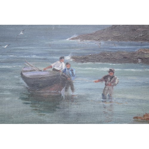 2 - Walter Danks (British, 19th Century) Original Oil on Canvass of Coastal Scene in Glass and Gilt Fram... 
