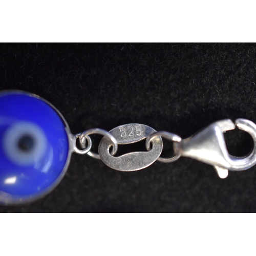 85 - Three Silver 925 Evil Eye Good Luck Bracelets in Various Colours, Complete with Presentation Boxes