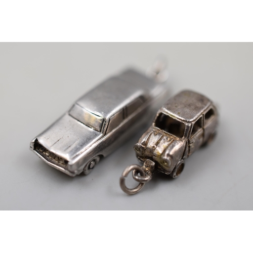 30 - Two Sterling Silver Car Themed Pendants / Charms