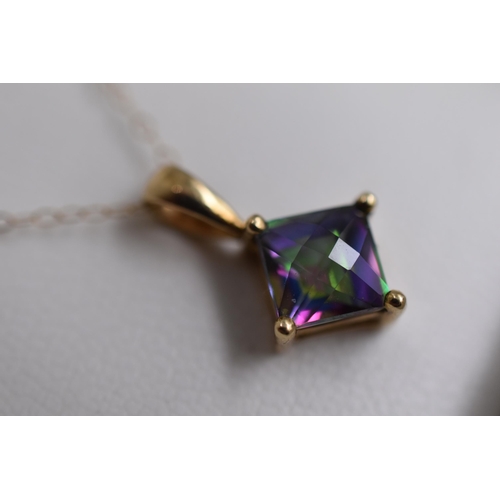 38 - Gold 9ct (375) Mystic Topaz Pendant Necklace complete with Presentation Box