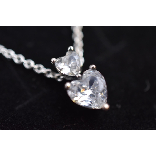 47 - Pandora double heart sparkle necklace 50cm, boxed