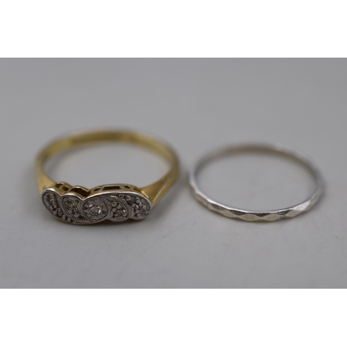 56 - Gold 18ct and Diamond Ring (a/f) and a Silver Band Ring