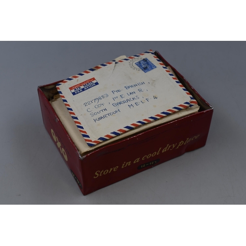 301 - A vintage OXO box containing photos and letters pertaining to an Army soldier Pte Barnish from Much ... 