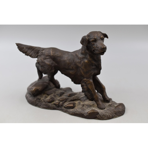 198 - A Heredites By J Spouse Cold Cast Bronze Golden Retriever Figure, Approx 14cm Tall