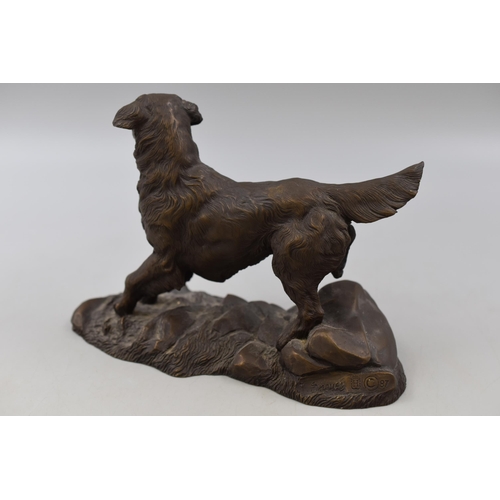 198 - A Heredites By J Spouse Cold Cast Bronze Golden Retriever Figure, Approx 14cm Tall