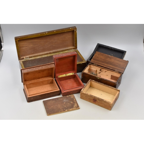 312 - Selection of 6 Vintage Wooden Storage Boxes (a/f)