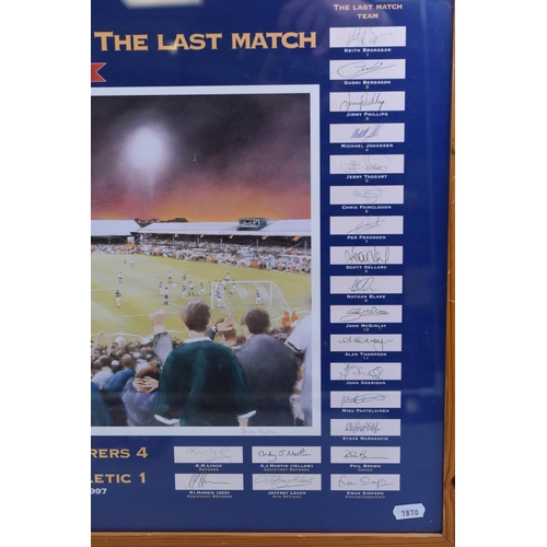 323 - Limited Edition Framed and Glazed Print Titled ' The End Of An Era, Burnden Park, The Last Match ' D... 