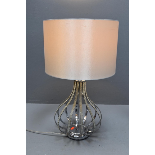 225 - A Modern Contemporary Clear Stoned Table Lamp, With Bronzed Lady Figurine. Lamp is Approx 58cm Tall.... 