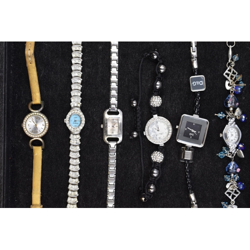 104 - Six spares and repairs ladies watches to include Avon, Miss Fiou, Neptune, D&G, Japen and Indulg... 