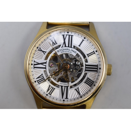 106 - Stuhrling Original Gents Automatic Skeleton Watch (Working)