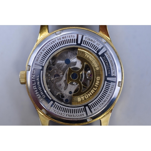 106 - Stuhrling Original Gents Automatic Skeleton Watch (Working)