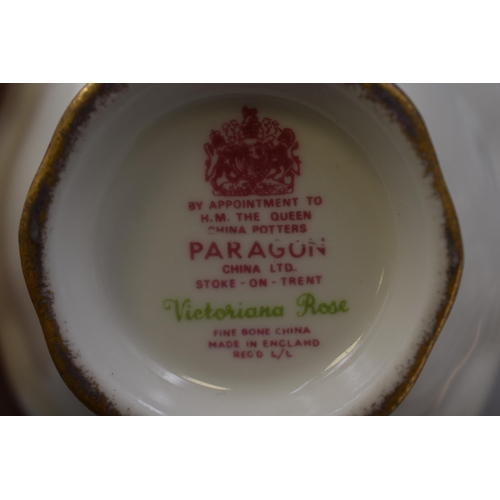 346 - Twenty Two Pieces of Paragon Victoriana Rose Fine Bone China consisting of 6 Dinner Plates, Tea Pot ... 