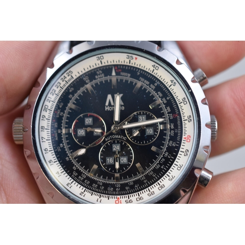 113 - AK Homme Automatic Chronograph Gents Watch with Leather Strap (Working)