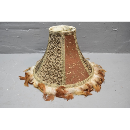 354 - Two feather boa vintage multi pattern lamp shades (12