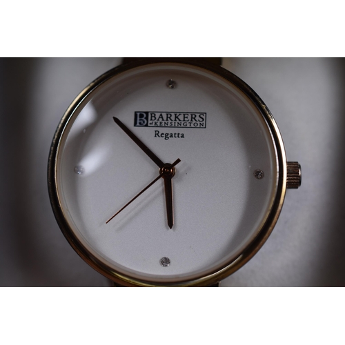 118 - Limited edition Barkers of Kensington, Regatta gold tone analogue watch in gift box in working condi... 