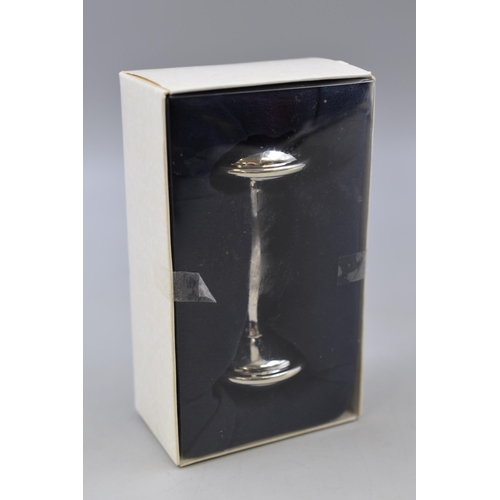 233 - A Silver Plated Baby Rattle, In Presentation Box