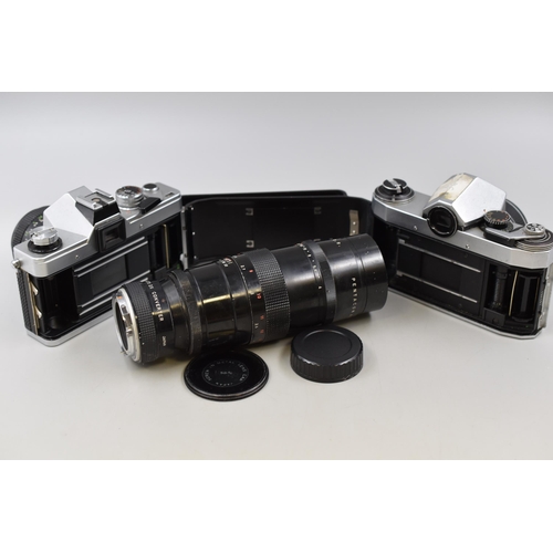 359 - Two Praktica SLR Cameras (MTL 3, And Super TL), With Pentacon 4/200 Lens