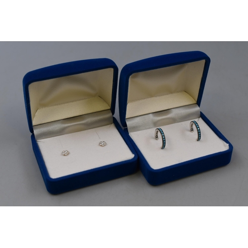 122 - Two Pairs of Silver 925 Earrings Complete with Presentation Box