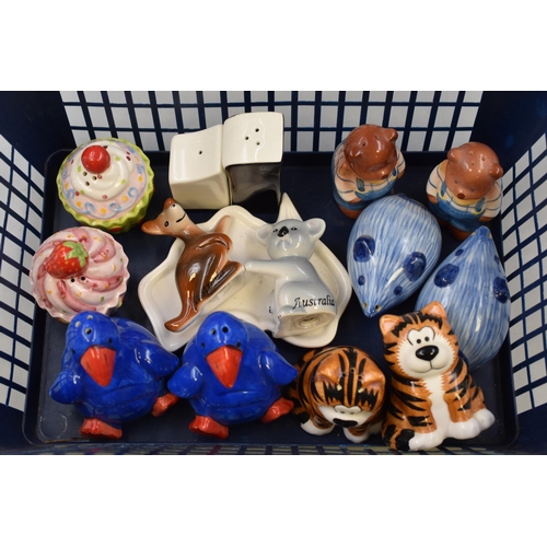 242 - Seven sets of novelty condiment sets to include bears, cats, cup cakes, mice and more.