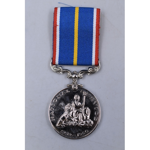 254 - National Service Medal (1939 to 1960) Complete with Ribbon