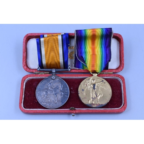 265 - Two Named Medals from WWi, In Presentation Case, One Silver, Both Numbered 57265 and Named 57265 PTE... 