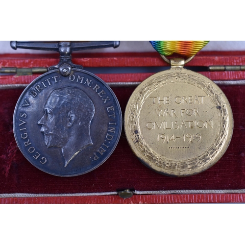 265 - Two Named Medals from WWi, In Presentation Case, One Silver, Both Numbered 57265 and Named 57265 PTE... 