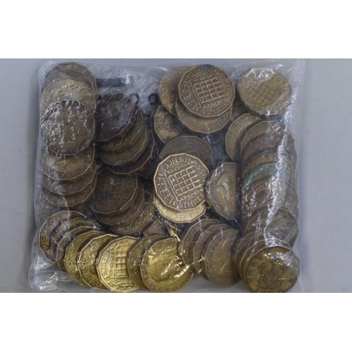 156 - Mixed selection of Unsorted Coinage (1.4k) with approx Three Pence Coins