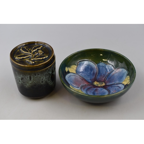 271 - A Moorcroft Clematis Pin Dish (14cm Diameter), With Fosters Studio Pottery Preserves Pot