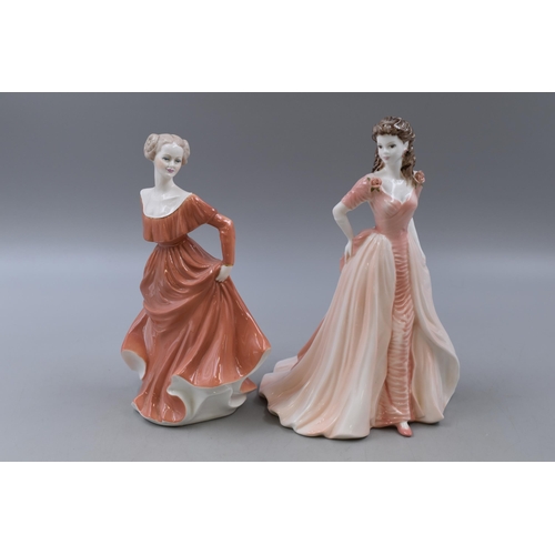 287 - Two Coalport Ladies of Fashion Ceramic Figures, Includes Jacqueline, And Gemma. Approx 22cm Tall