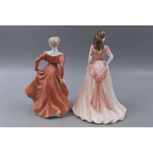 287 - Two Coalport Ladies of Fashion Ceramic Figures, Includes Jacqueline, And Gemma. Approx 22cm Tall