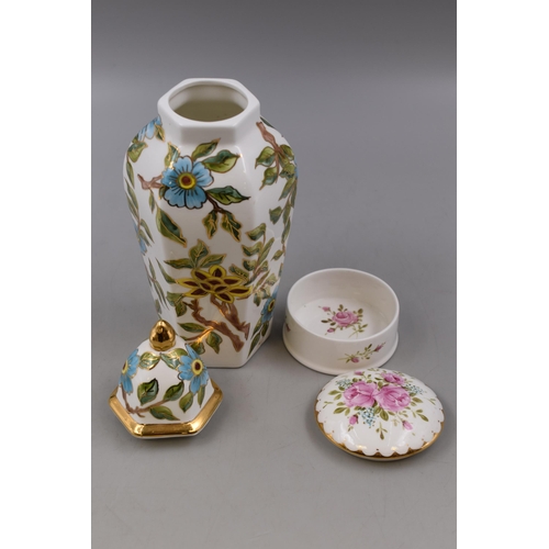 291 - Two Pieces of Handpainted Marion Holden Ceramics To Include Oriental Bird Lidded Ginger Jar (Approx ... 