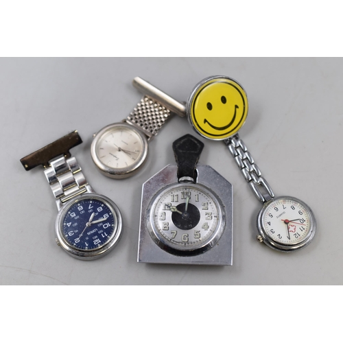 127 - A Selection of Nurses Watches, For Spares or Repairs. Includes Lorus, And Others