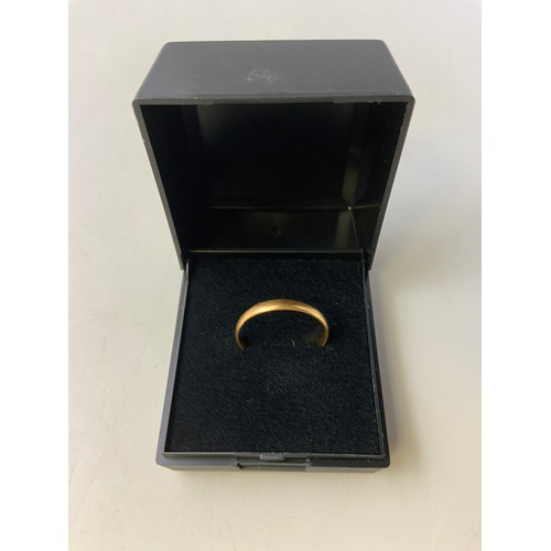 33 - Hallmarked Birmingham Gold 22ct Band Ring complete with Presentation Box