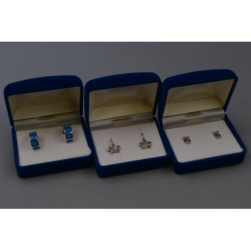 45 - Three Pairs of Silver 925 Earrings Complete with Presentation Boxes