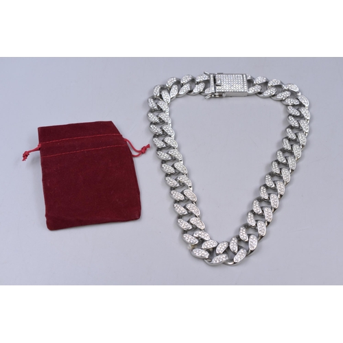 48 - Brand New Chunky Iced Out Cuban Necklace complete with Gift Pouch Perfect Gift